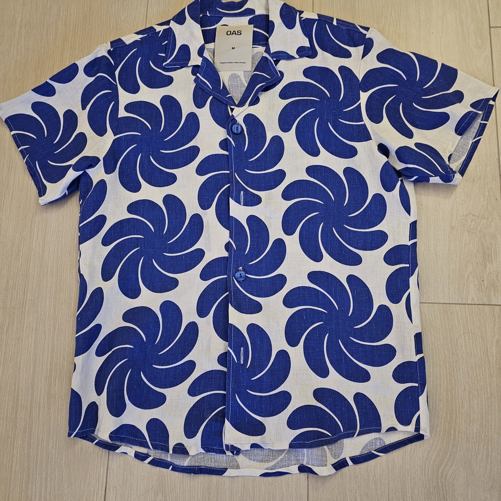 OAS Men's Shirt with Blue Swirl Design